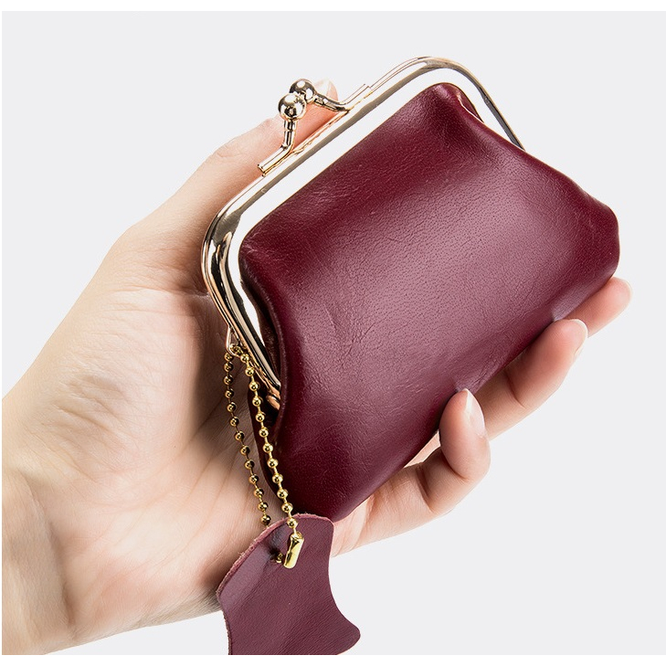 กระเป๋าป๊อกแป๊ก หนังวัว หนังแท้ เงา สวยมาก ขนาดเล็ก กะทัดรัด พกพาง่าย น่ารักน่าใช้มาก ใส่เงินย่อย เหรียญ - รูปที่ 7