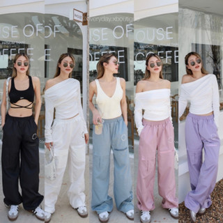 CARGO SUMMER PANTS💗💜💙🤍🖤(430฿ฟรีส่ง) กางเกงคาร์โก้ ผ้าร่มคอตตอน ของทางร้าน ทรงสวยงานผ้าดี glam clothes everyday.xboutique