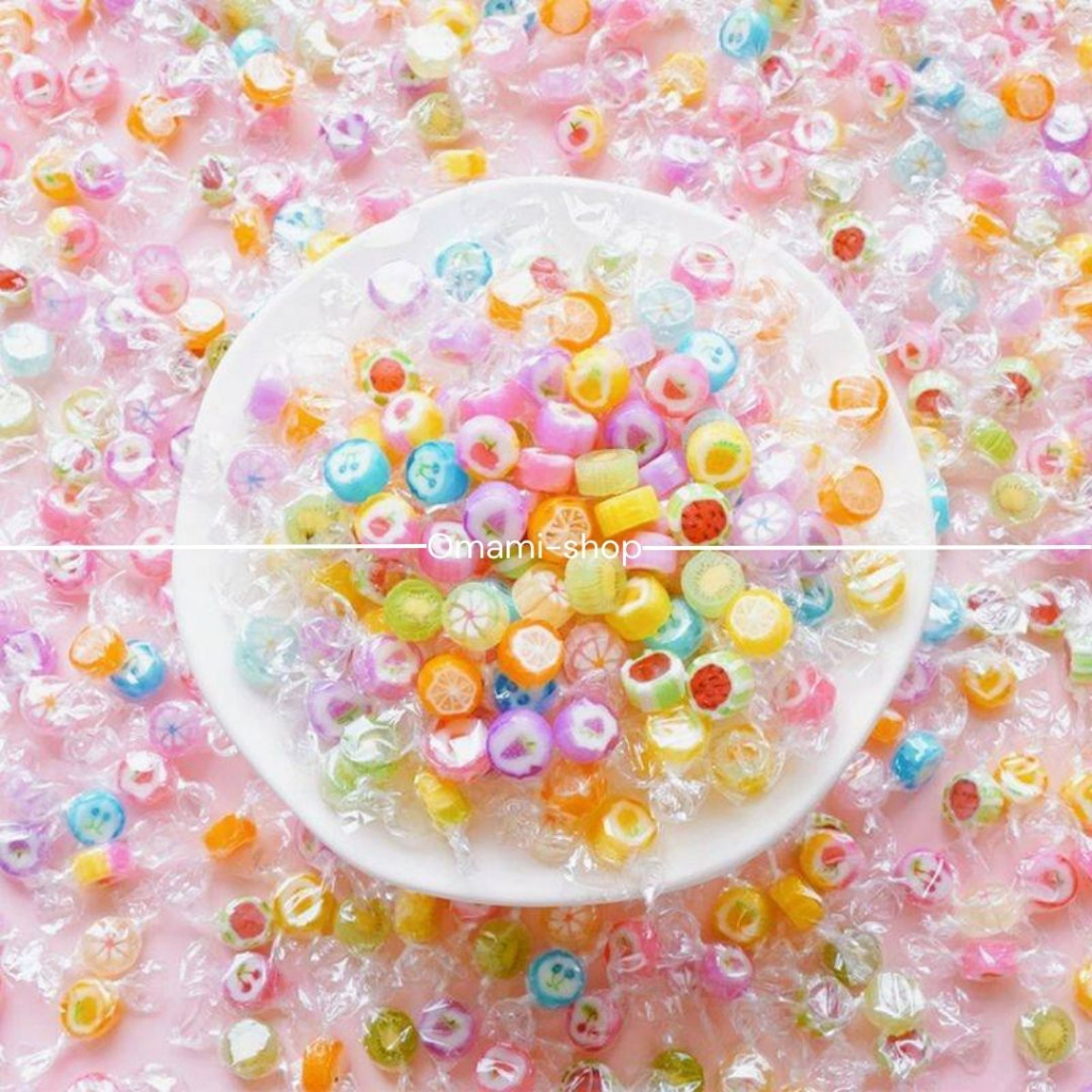ลูกอมตัด 50-100 ชิ้น Mini Candy Crush handmade fruit ลูกอมตัด ลูกอมมินิจิ๋ว ลูกอมแฮนด์เมด ผลไม้รวม