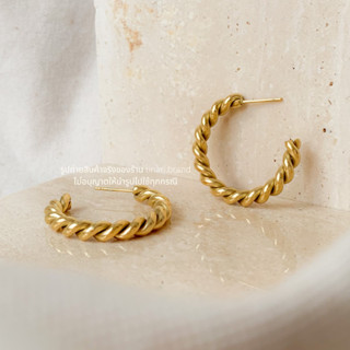 STAINLESS GOLD HOOPS TINARI 1 ต่างหูห่วง ห่วงโซ่เกลียว ต่างหูสแตนเลส ทอง โซ่ทอง