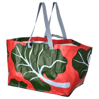 MARIMEKKO x IKEA ถุงอิเกีย กระเป๋าอิเกีย BASTUA บาสตูอา  ถุงหิ้ว ใหญ่ ลายใบไม้ สีส้ม/เขียว ขนาด 55x37x35 ซม./71 ลิตร