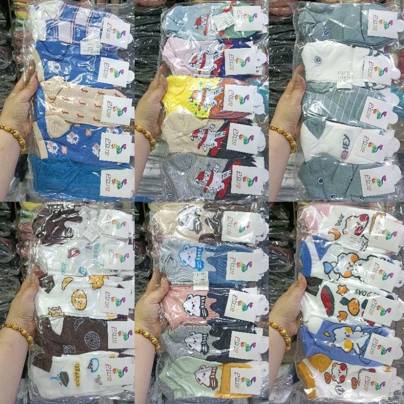 ถุงเท้าแฟชั่นข้อสั้นลายน่ารักๆ1แพ็คมี10คู่คละสีคละลายฟรีไซส์ค่ะ