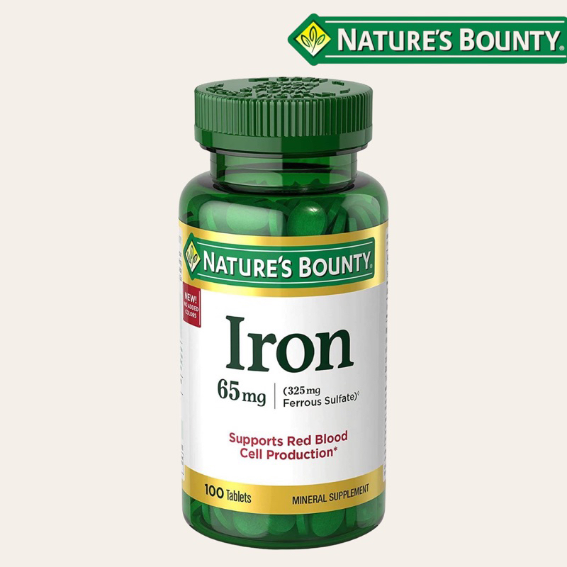 ✅พร้อมส่ง มีโค้ดลด⚡️ธาตุเหล็ก Iron แบรนด์ Nature’s Bounty, Iron, 65 mg, 100 Tablets