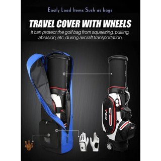 ถุงคลุมถุงกอล์ฟขึ้นเครื่องบิน แบบมีล้อ  Golf bag Travel Cover PGM wheels travel golf bag HKB002