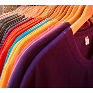 คอวี  สีพื้น  Unisex ใส่ได้ชาย/หญิง มีเก็บปลายทาง