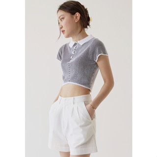 RUMON OFFICIAL -  Knitted Polo Crop Top