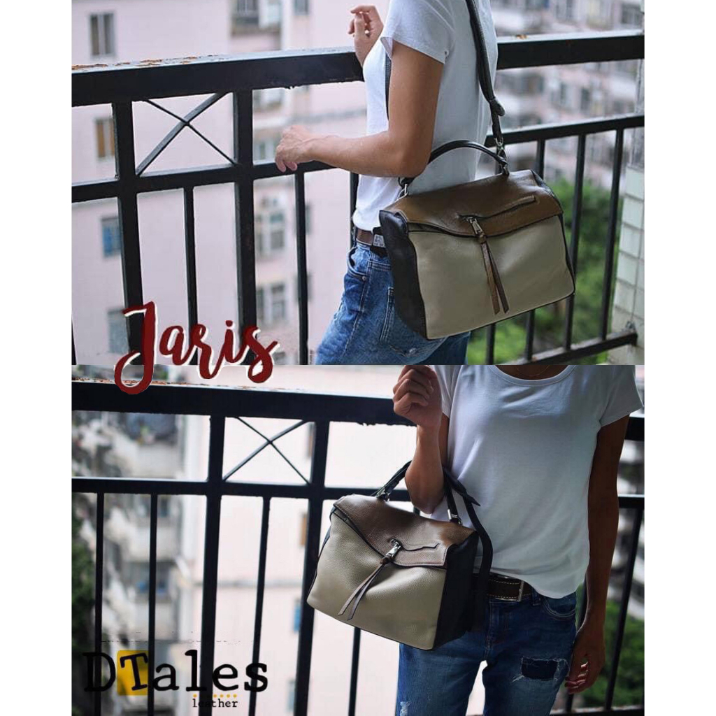 DTALES Jaris กระเป๋าหนังแท้ 10.5นิ้ว ลุคสาว สวยเท่ ดูแลตัวเองได้ กระเป๋าสะพาย