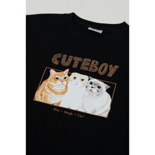 CuteBoy x Cielmeowmun เสื้อยืดโอเวอร์ไซซ์ ผ้าคอตตอน 100%