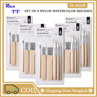 Log nylon brushes (set of 6) childrens watercolor oil painting Chinese painting brush brush childrens brush thick rod