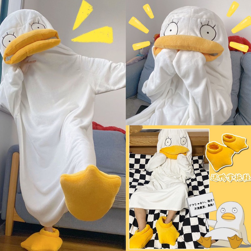 พร้อมส่ง (แถมรองเท้า) ชุดน่ารัก Duck เป็ด ชุดคอสเพลย์ ชุดมาสคอต ชุดนอน ชุดแฟนซี ปาร์ตี้ ชุดกันหนาว เสื้อกันหนาว 19011