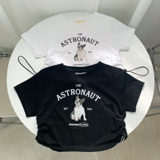 Astronaut🐶 เสื้อครอปเชือกรูด ป้าย Honey Mood ผ้าดีม๊าก ครอปแมว ครอปหมาแมว ทรงสวยใส่สบาย ผ้า cotton 1OO% อก 32-36 ยาว16