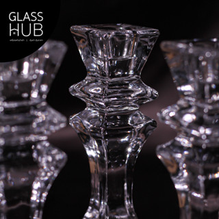 GLASS HUB - (LYNX) Candle Stand 6411-2 - (เซต 2ใบ) เชิงเทียนแก้ว เชิงเทียนคริสตัล ฐานสี่เหลี่ยม