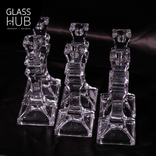 GLASS HUB - (LYNX) Candle Stand 6411-1 - (เซต2ใบ)เชิงเทียนแก้ว เชิงเทียนคริสตัล ฐานสี่เหลี่ยม