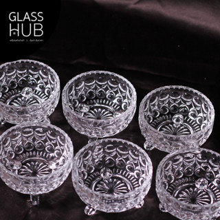 GLASS HUB -  (AMORN ) W1023 - โถแก้วเล็ก ลายคริสตัล เจียระไน มีฝาปิด เหมาะสำหรับใส่ขนม หรือ สิ่งของต่างๆ