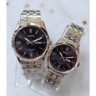 Casio นาฬิกาชุดคู่รัก รุ่น MTP-1335D-1A2 และ LTP-1335D-1A2 นาฬิกาข้อมือสายแสตนเลส หน้าปัดำ-  ของแท้ 100% รับประกันสินค้า 1 ปี