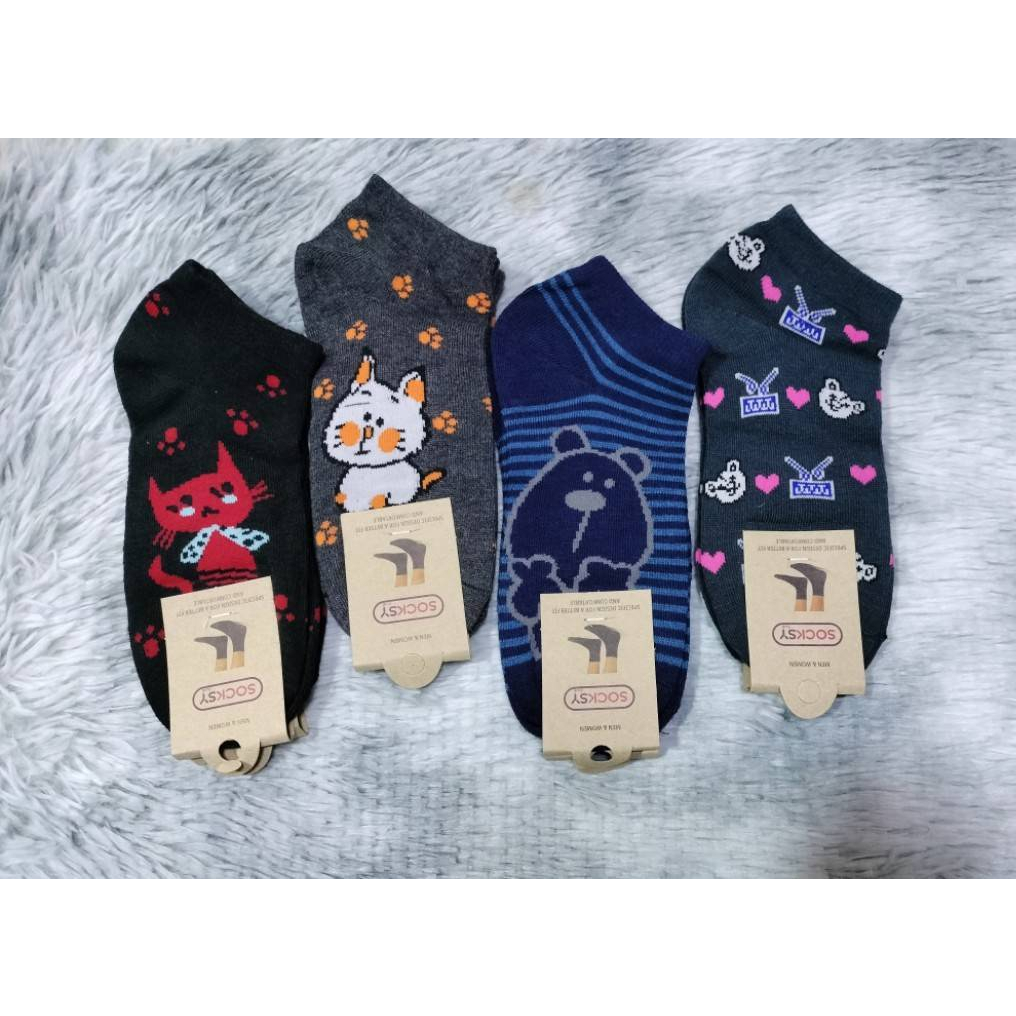 🎀ถุงเท้าข้อสั้นลายการ์ตูนสีเข้มสินค้าขายดีคุณภาพเกินราคา 👍ผ้าดี ไม่หนามากไม่บางมากใส่สบาย 👍1แพ็ค มี12คู่คละสีคละลาย ฟรีไ - รูปที่ 3