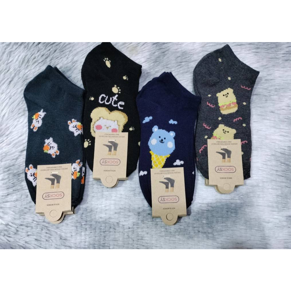 🎀ถุงเท้าข้อสั้นลายการ์ตูนสีเข้มสินค้าขายดีคุณภาพเกินราคา 👍ผ้าดี ไม่หนามากไม่บางมากใส่สบาย 👍1แพ็ค มี12คู่คละสีคละลาย ฟรีไ - รูปที่ 2