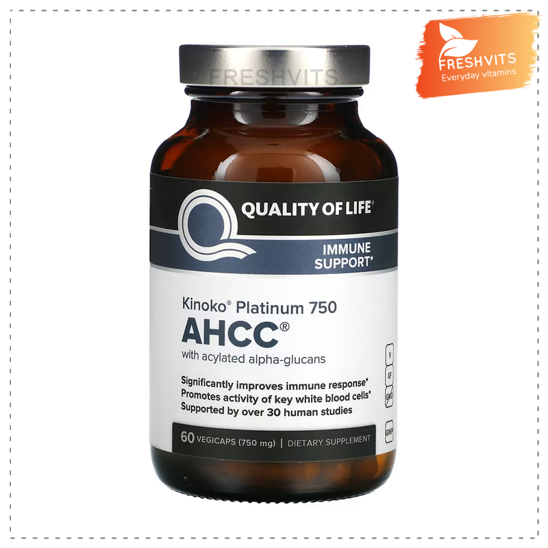 Quality of Life,AHCC Kinoko Platinum 750 mg, 60 capsules