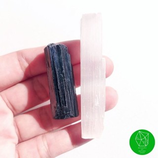 Mini Protection Set ผลึก Black Tourmaline Stick และ Selenite Stick