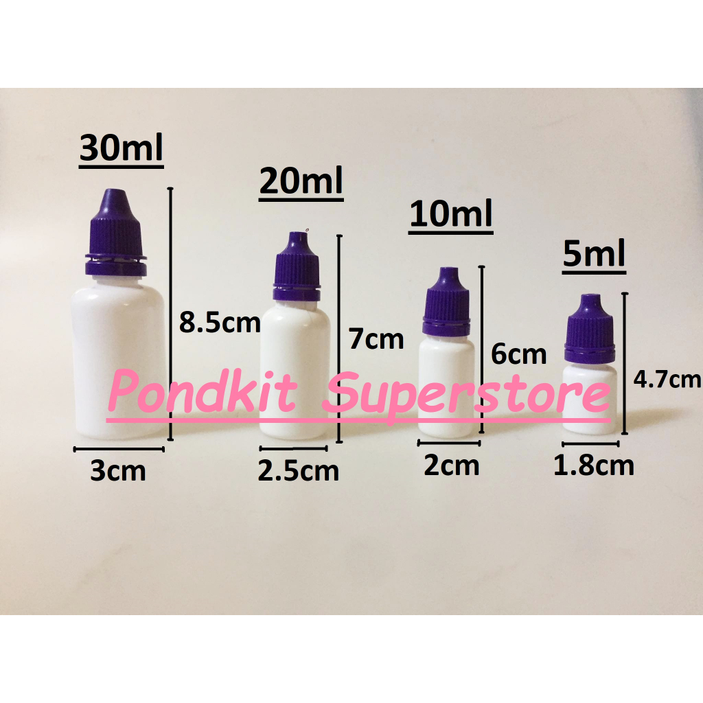 ขวดพลาสติกเปล่าสีขาวทึบ ขวดหยด5/10/20/30ml พร้อมจุกและฝา จำนวน1ชิ้น