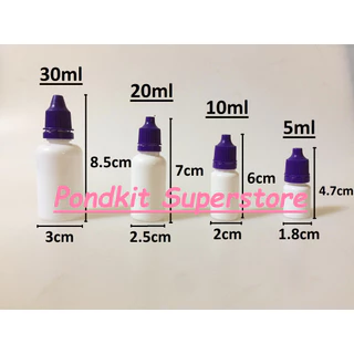 ขวดพลาสติกเปล่าสีขาวทึบ ขวดหยด5/10/20/30ml พร้อมจุกและฝา จำนวน1ชิ้น