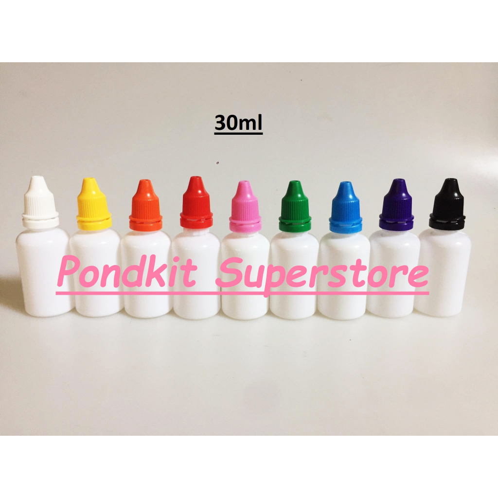 ขวดพลาสติกเปล่าสีขาวทึบ ขวดหยด5/10/20/30ml พร้อมจุกและฝา จำนวน1ชิ้น