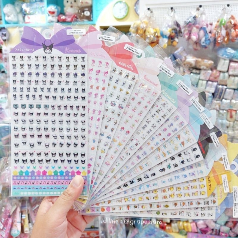 sticker สติกเกอร์ สติกเกอร์ใส สติกเกอร์ติดตกแต่ง ลาย Sanrio , made in Japan