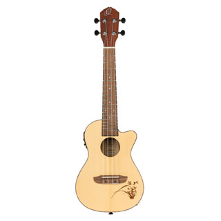 ORTEGA Concert Ukulele - Bonfire Series/Preamp - Natural Spruce - laser engraved (RU5CE)