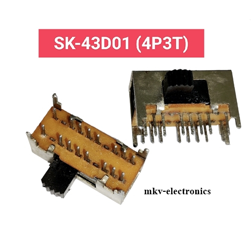 (1ตัว) SK-43D01 , (4P3T) 3-4-1 , สวิตซ์เลื่อน3ตำแหน่ง 16ขา แนวนอน สินค้าใหม่ (รหัสสินค้า M03242)