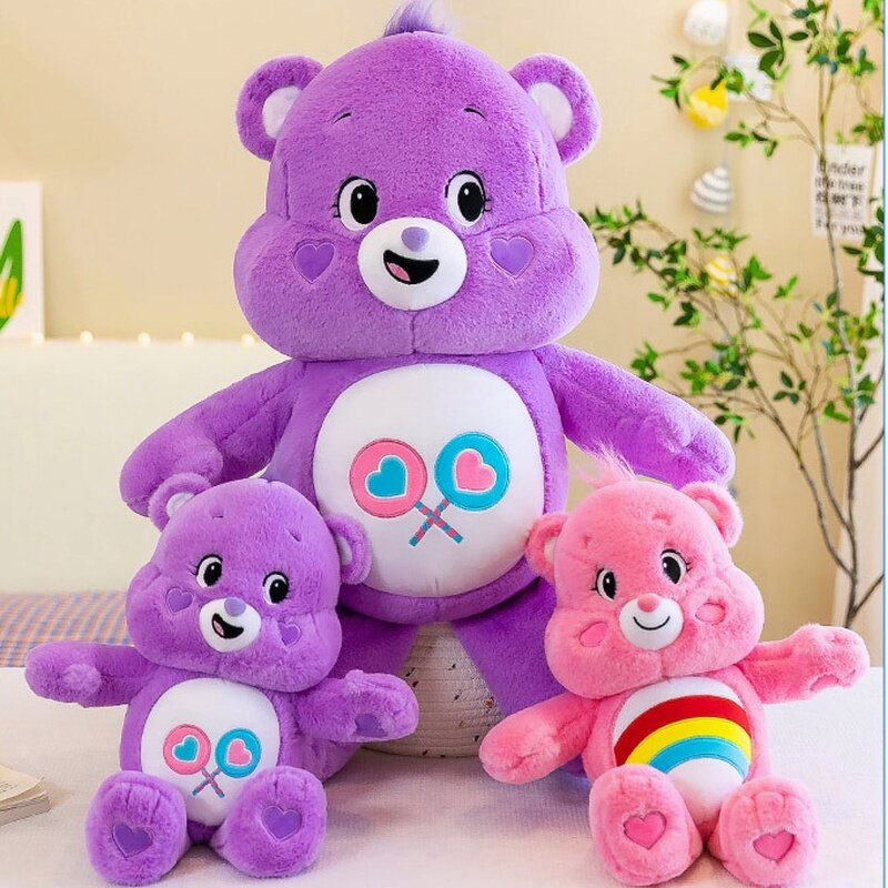 หมอนตุ๊กตาหมีแคร์แบร์ สีฟ้า สีชมพู สีม่วง ของเล่นสําหรับเด็ก care bears แท้ 25cm