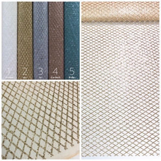 ผ้ากากเพชรลายตาราง Checker design glitter lace fabric