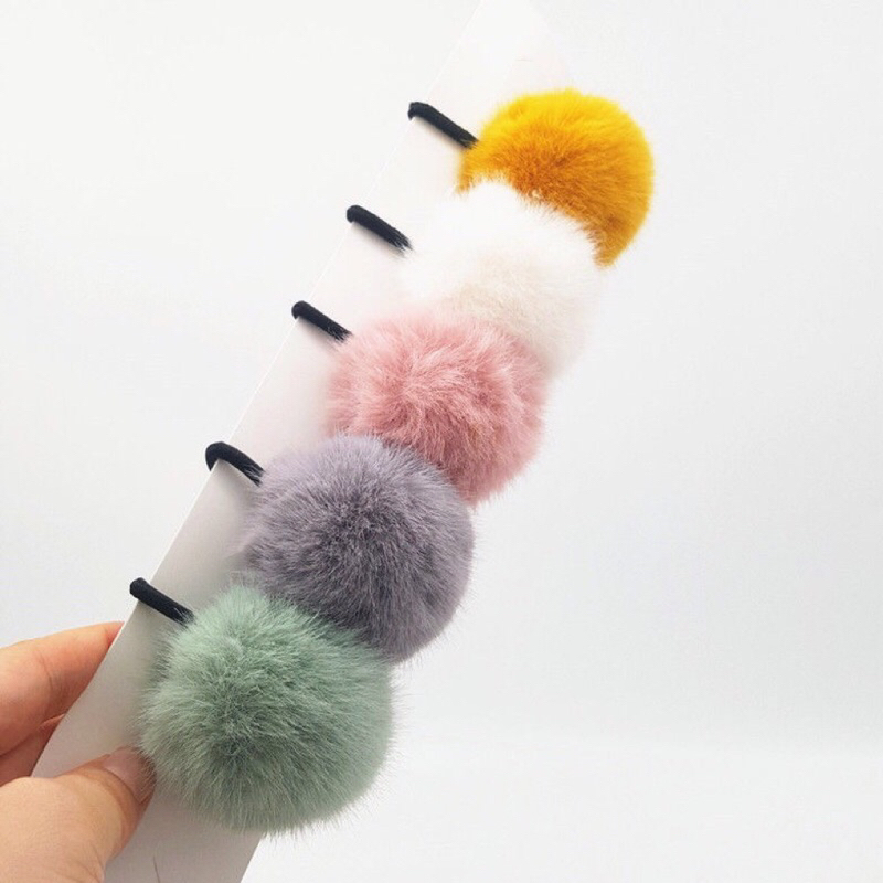 PSS ยางรัดผมสีดำ แต่งปอมปุย นุ่มนิ่ม - รูปที่ 5