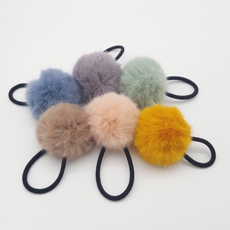 PSS ยางรัดผมสีดำ แต่งปอมปุย นุ่มนิ่ม - รูปที่ 4