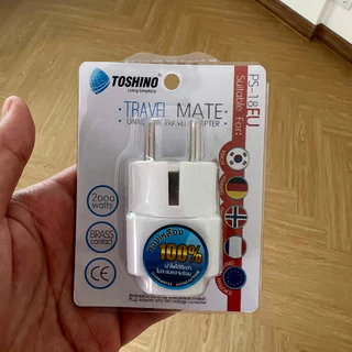 ‼️ ถูกที่สุด ส่งทุกวัน Toshino ปลั๊กแปลงขากลม EU รุ่น PS-18EU รองรับไฟ 2000 วัตต์ สำหรับใช้ในเกาหลี,นอร์เวย์ และประเทศEU