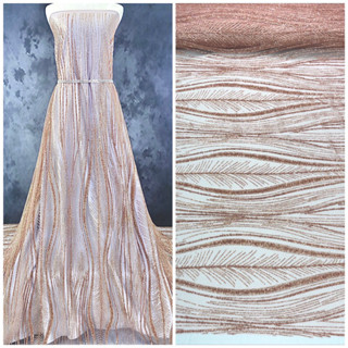 ผ้ากากเพชรลายก้านปลา หน้ากว้าง 60 นิ้ว Fish Scale Design Glitter Lace Fabric