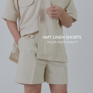 HMT กางเกงขาสั้นลินิน ขอบเอวยาวยืด Linen shorts ( colors : beige, green, black)