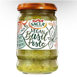 Sacla pesto classic basil vegan 190g. ซอสเพสโต้สูตรคลาสสิค วีแกน ใบโหระพา นำเข้าจากอิตาลี🇮🇹