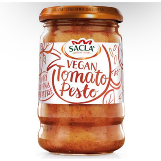 Sacla vegan tomato pesto 190g. วีแกน ซอสเพสโต้มะเขือเทศ นำเข้าจากอิตาลี🇮🇹