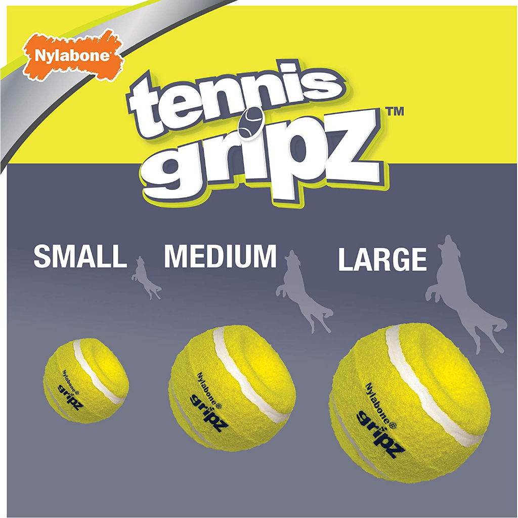 Nylabone Tennis Ball Gripz 3/pk ลูกเทนนิสมีรอยบุ๋มกระเด้งคาดเดาไม่ถูกกัดและคาบง่ายสำหรับสุนัขDog Toy - รูปที่ 2