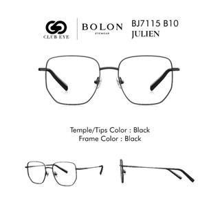 BOLON กรอบแว่นตา โบลอน รุ่น JULIEN BJ7115 B10 ทรงเหลี่ยม Square กรอบสีดำ ของแท้ มีประกัน