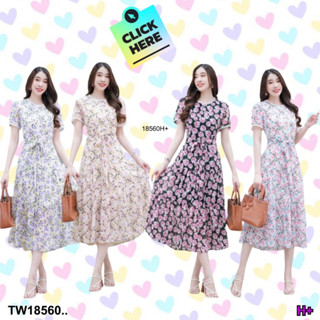 TW18560 Dress เดรสงานชีฟอง มีซับในกระโปรงสวยหรู งานสวยผ้าดีพีเมี่ยม