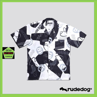 Rudedog เสื้อฮาวาย ชาย รุ่น Black sand bead สีขาว