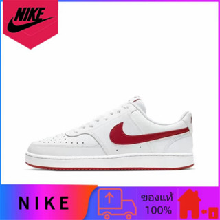 ของแท้ 100% Nike Court Vision Low Low Top รองเท้าผ้าใบลำลองสีขาวแดง