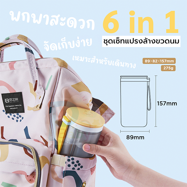 พร้อมส่งในไทย เซ็ทแปรงล้างขวดนมซิลิโคน 6 in 1ขนาดกะทัดรัด ใช้งานง่าย พกพาสะดวก จัดเก็บง่าย เหมาะสำหรับแม่ที่ชอบเดินทาง