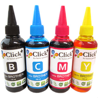 หมึกเติมอิงค์เจ็ท Click+ (Brother) ขวด 100ml. 4 ขวด 4 สี ลูกค้าสามารถเลือกสีที่ต้องการได้