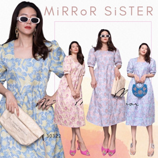 MiRRoRSiSTER’s CaRii JacQuARD DRESS #20411.1 เดรสแขนพอง เดรสทรงโคร่งๆ เดรสสาวอวบ เดรสพรางหุ่น เดรสลายดอก