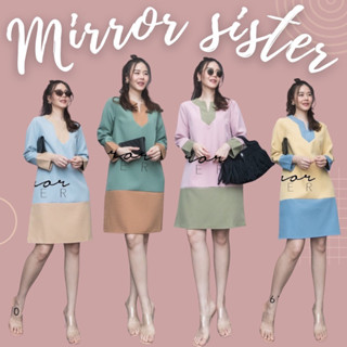 MiRRoRSiSTER’s Jeffrey 2Tones Long Sleeve V Neck Dress #10628.6 เดรสทูโทน เดรสผ้าดีใส่ได้ทุกวัน เดรสสีน่ารัก เดรสทรงสวย