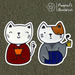 🇹🇭 พร้อมส่ง : 🐱 เข็มกลัดเซ็ทคู่รักแมวกิโมโน | Kimono Couple Cat Enamel Brooch Pin Set.