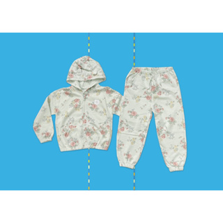 ✅ [6-7Y] Mint Floral Hoodie With Tracksuit Bottom Set เสื้อฮู้ดดี้ และกางเกงวอร์ม