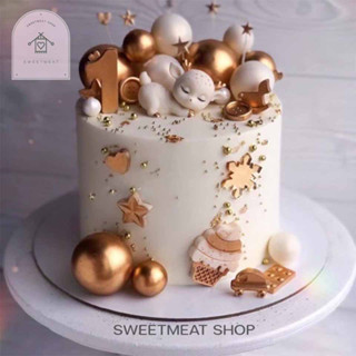 ลูกบอลทอง เงิน  แต่งเค้ก คละขนาด 2cm 2.5cm 3 cm 4cm ลูกบอลแต…